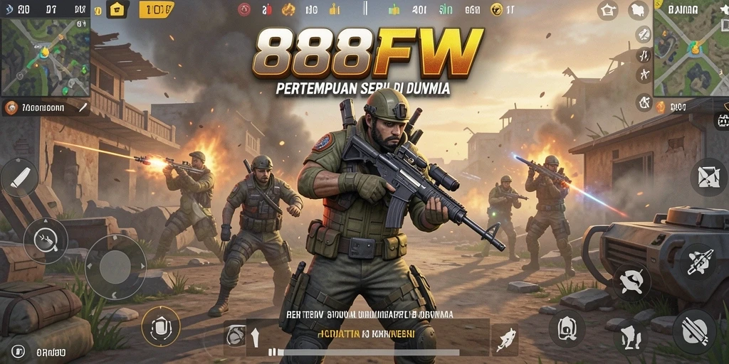 Screenshot gameplay 888FW menampilkan pertempuran mendebarkan di medan tempur.