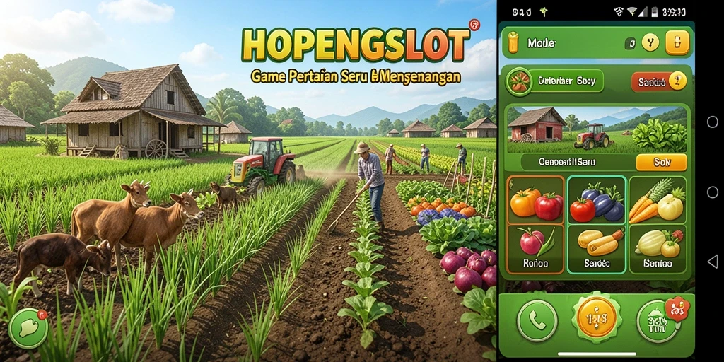 Tampilan gameplay seru HOPENGSLOT dengan pertanian yang asyik.