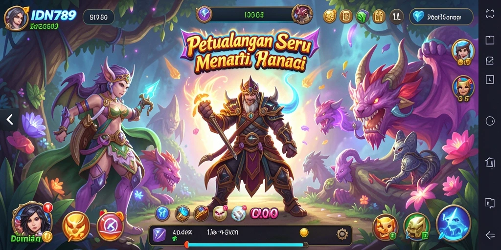Screenshot dari gameplay <strong>IDN789</strong> yang menunjukkan petualangan seru di dunia fantasi.