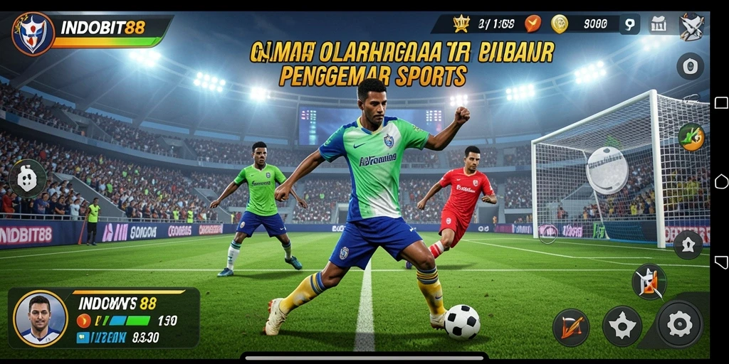 Screenshot INDOBIT88 menampilkan pemain sedang beraksi dalam pertandingan olahraga yang seru.