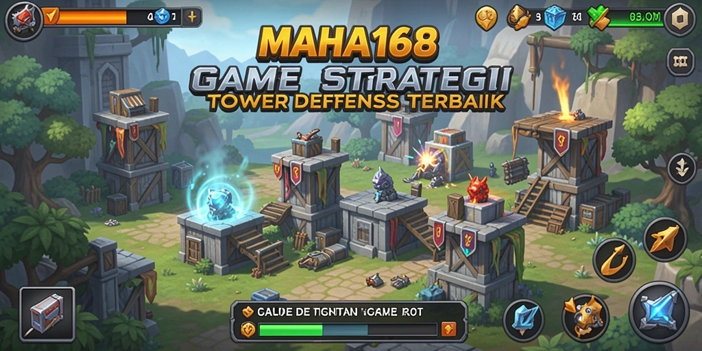 Tampilan gameplay seru dalam game Tower Defense MAHA168.