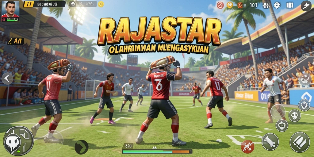 Tangkapan layar RAJASTAR menunjukkan aksi seru di lapangan olahraga.