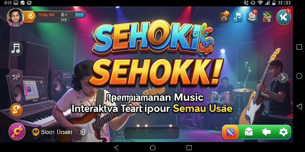 Screenshot gameplay SEHOKI menampilkan pemain yang menikmati tantangan musik.