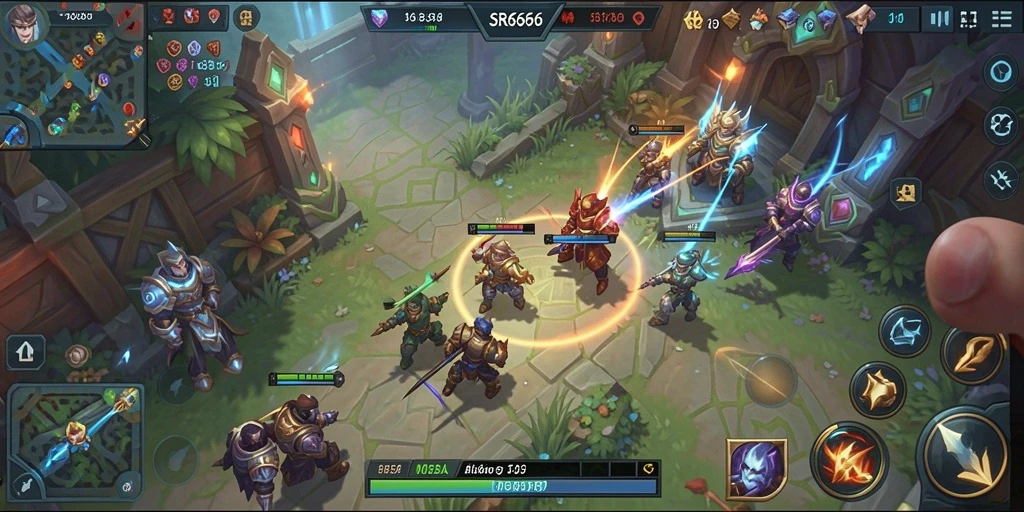 Tampilan gameplay MOBA yang menarik dan kompetitif.
