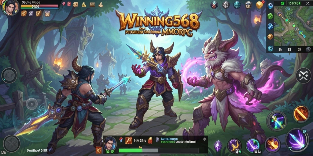 Screenshot gameplay WINNING568 menampilkan aksi seru dalam pertarungan MMORPG.